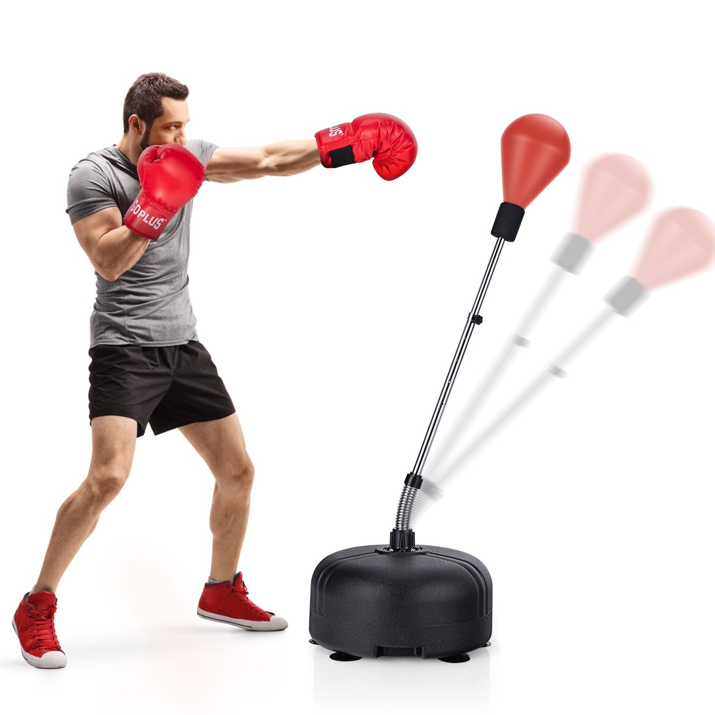 Adjustable Freestanding Punching Bag with Boxing Gloves-Red Kids Crystal