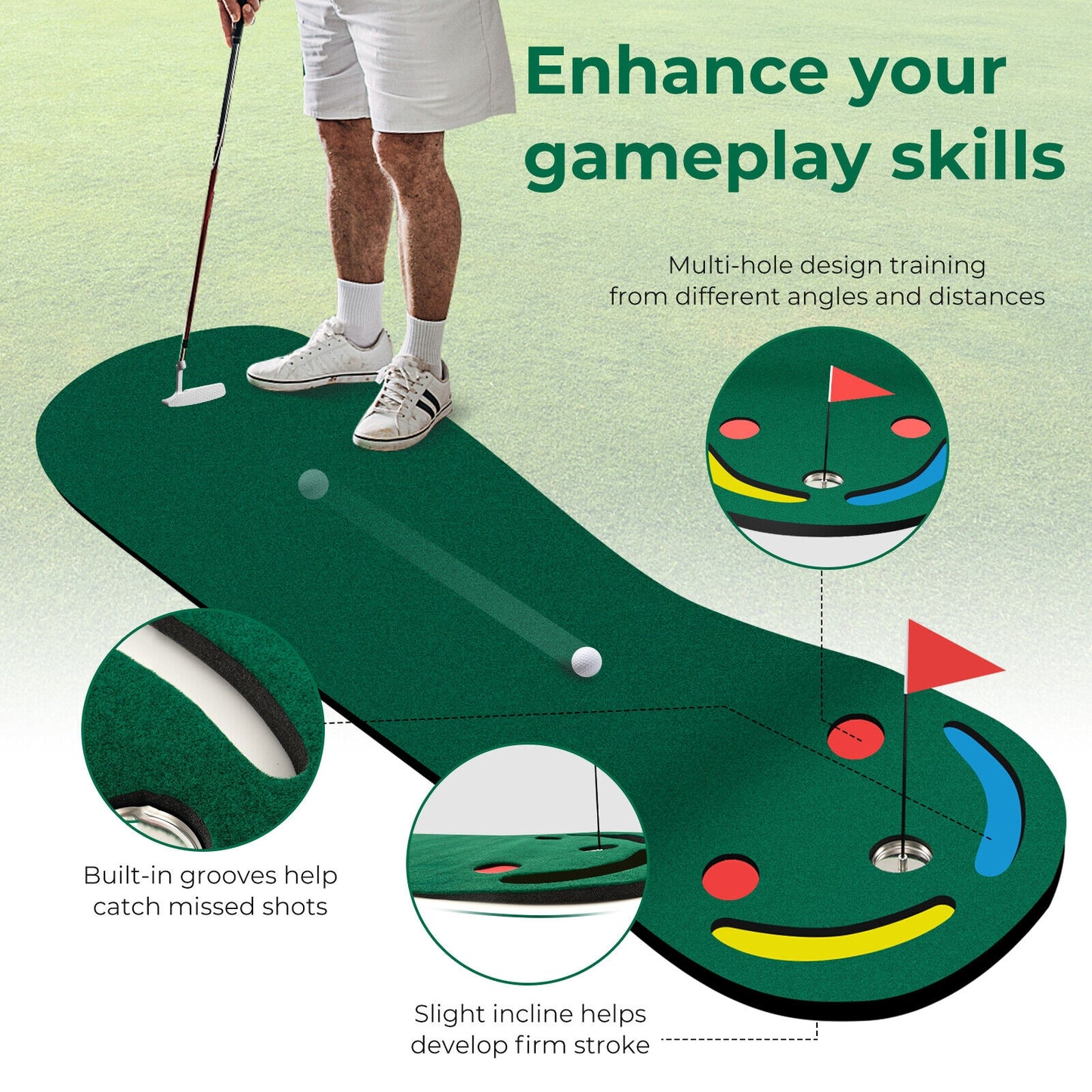 Golf Putting Green Set for Indoor Outdoor Use Kids Crystal