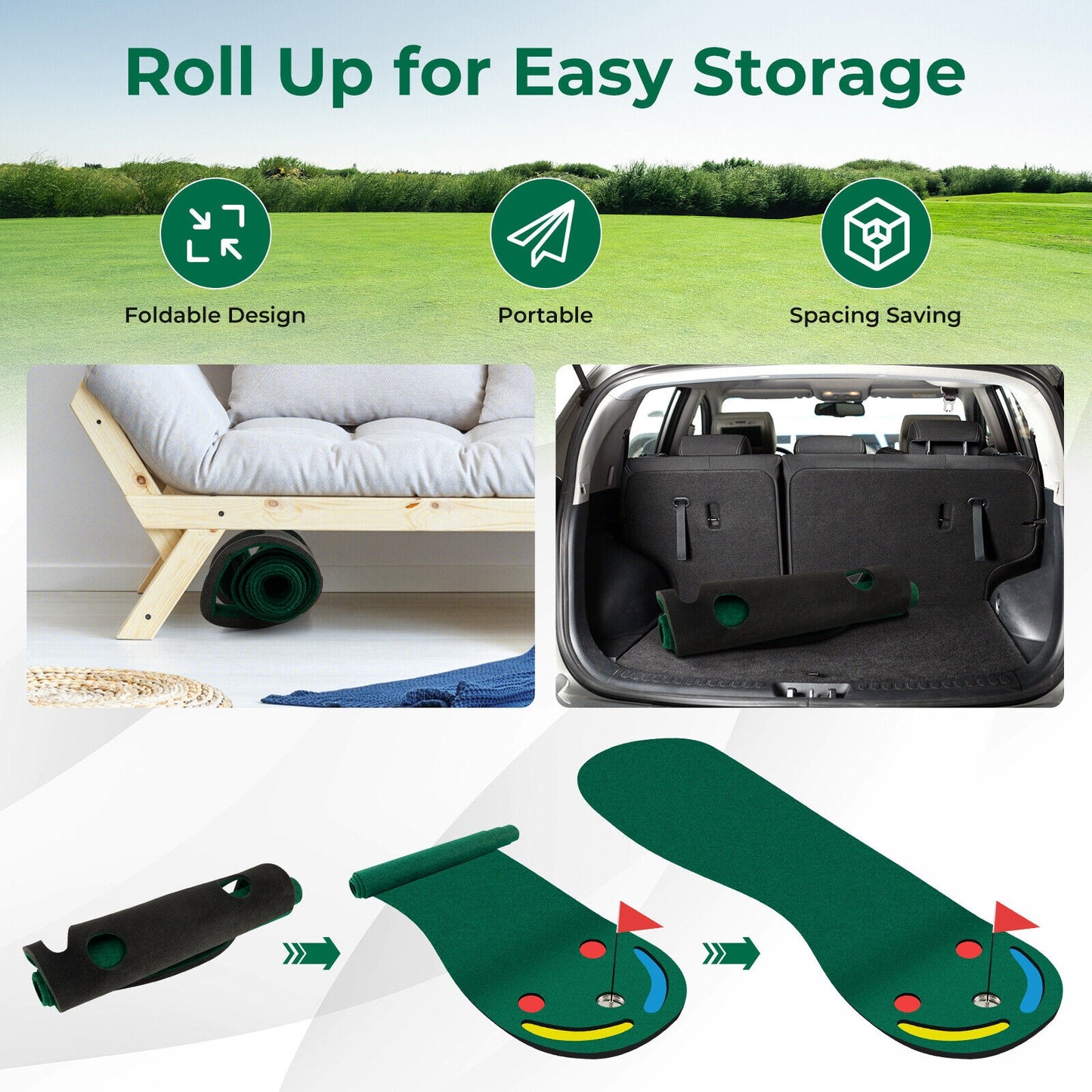 Golf Putting Green Set for Indoor Outdoor Use Kids Crystal