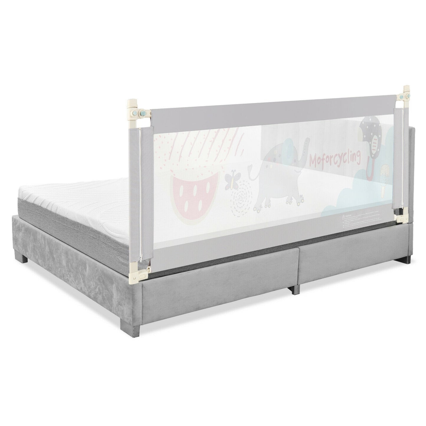 69 Inch Toddlers Vertical Lifting Baby Bedrail Guard with Lock-Gray Kids Crystal