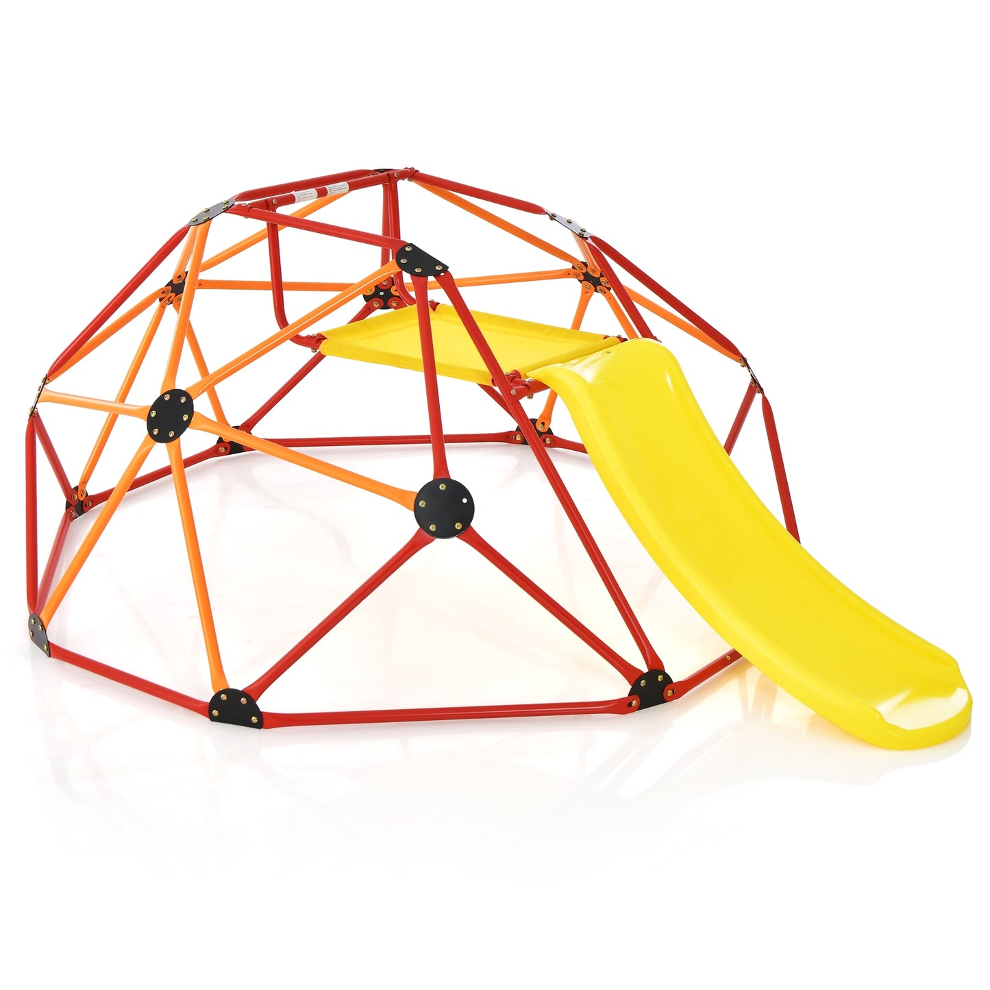 Kids Climbing Dome with Slide and Fabric Cushion for Garden Yard-Orange Kids Crystal