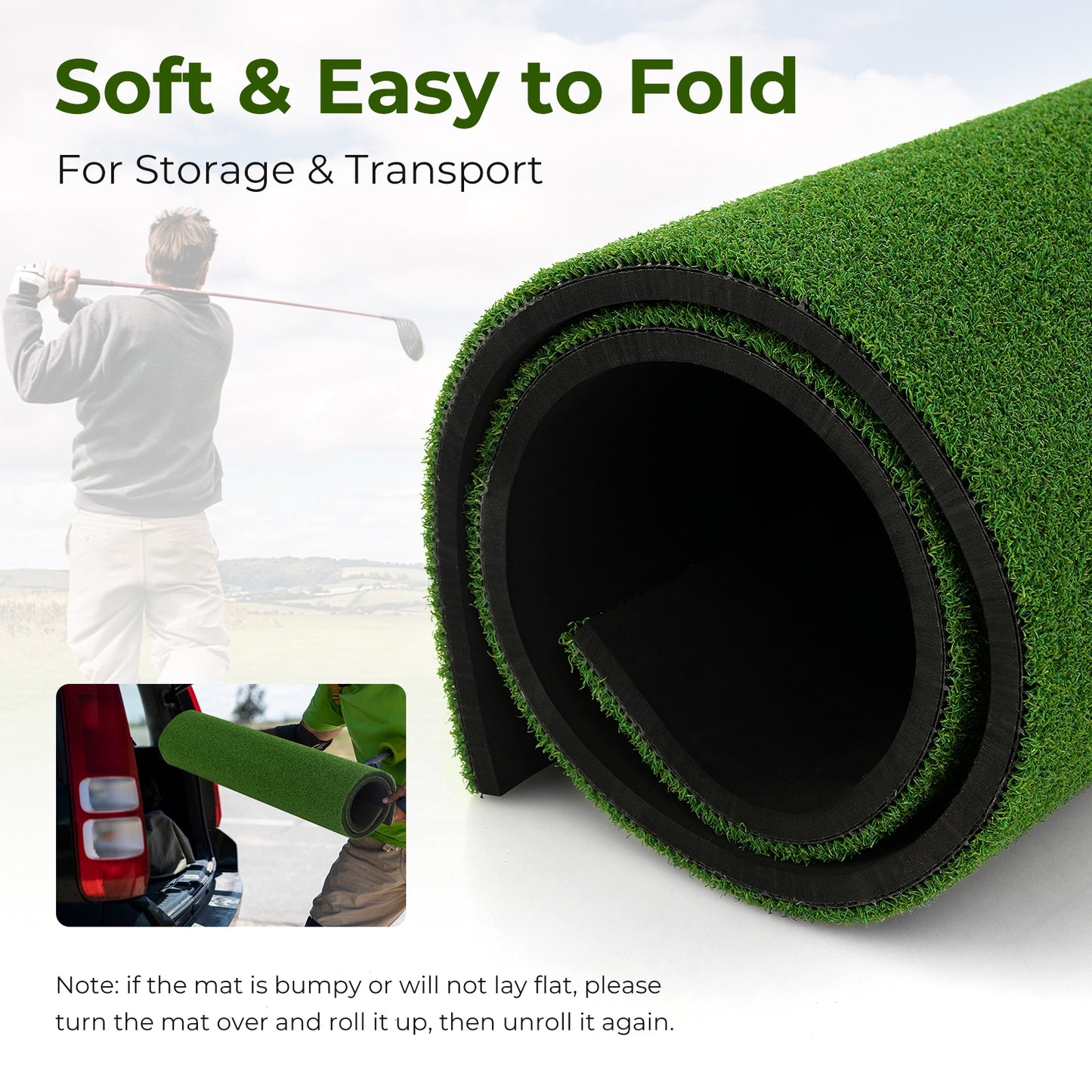 5 x 3 ft Artificial Turf Grass Practice Mat for Indoors and Outdoors-32mm Kids Crystal