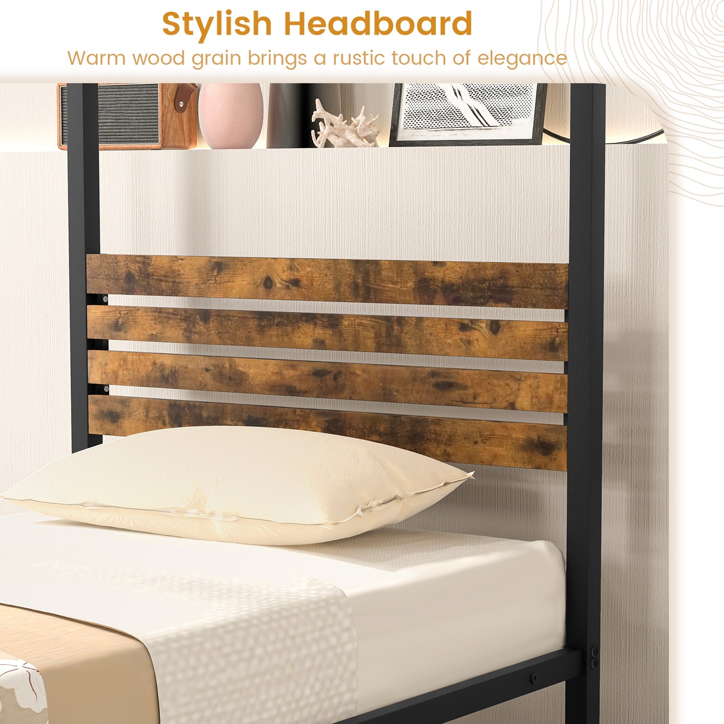 Queen Size Canopy Bed Frame with Under Bed Storage-Twin Size Kids Crystal