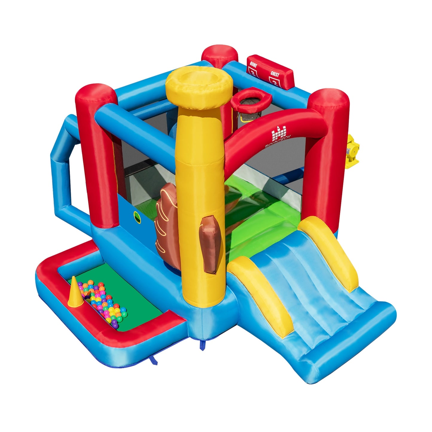 Baseball Themed Inflatable Bounce House with Ball Pit and Ocean Balls with 735W Blower Kids Crystal