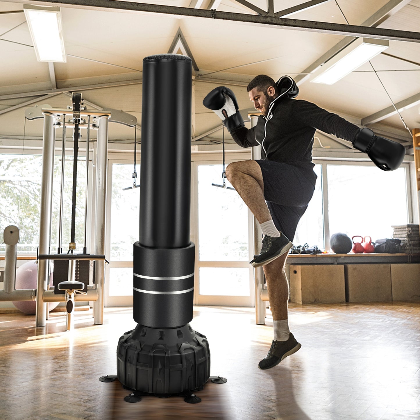 Freestanding Punching Bag 71 Inch Boxing Bag with 25 Suction Cups Gloves and Filling Base Kids Crystal