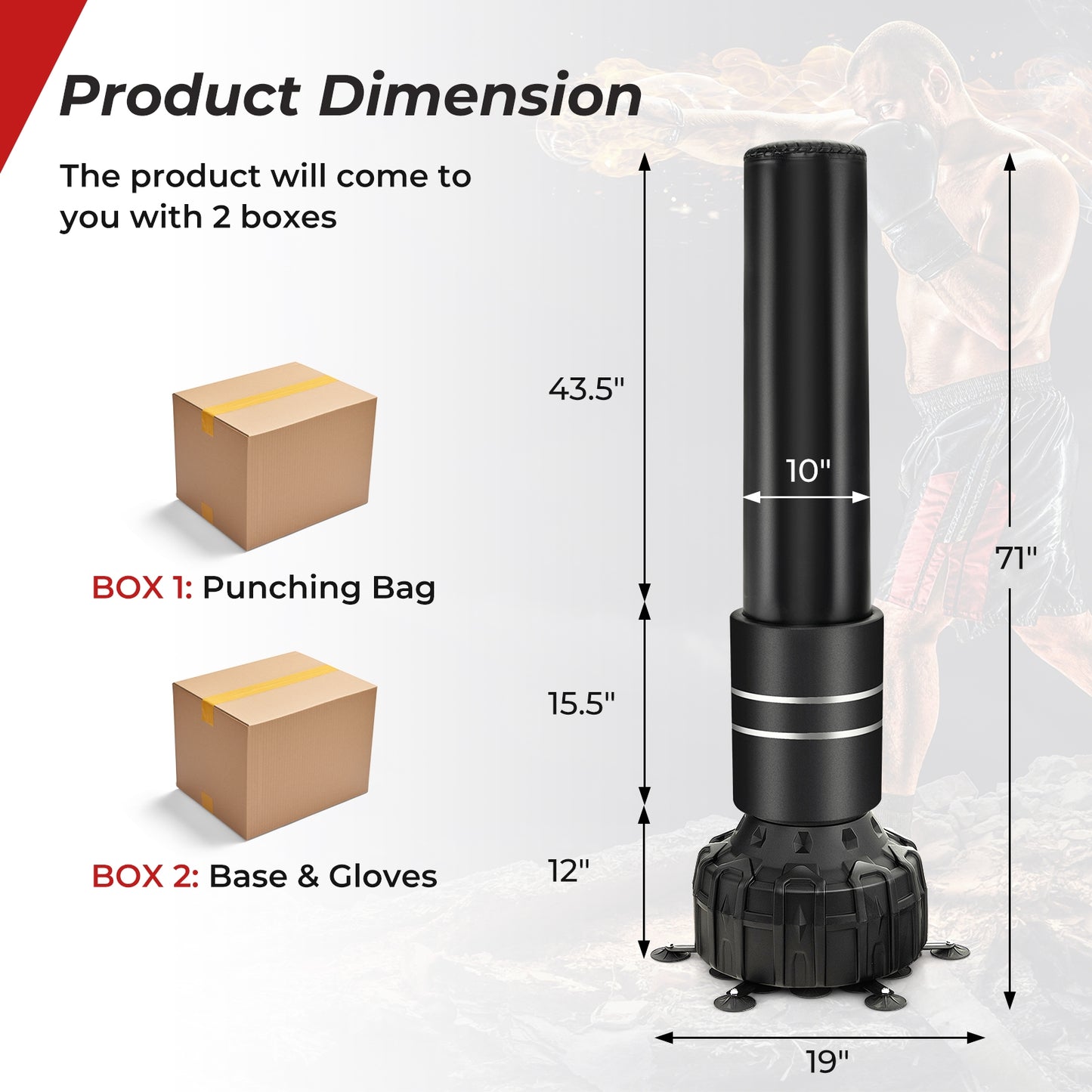 Freestanding Punching Bag 71 Inch Boxing Bag with 25 Suction Cups Gloves and Filling Base Kids Crystal