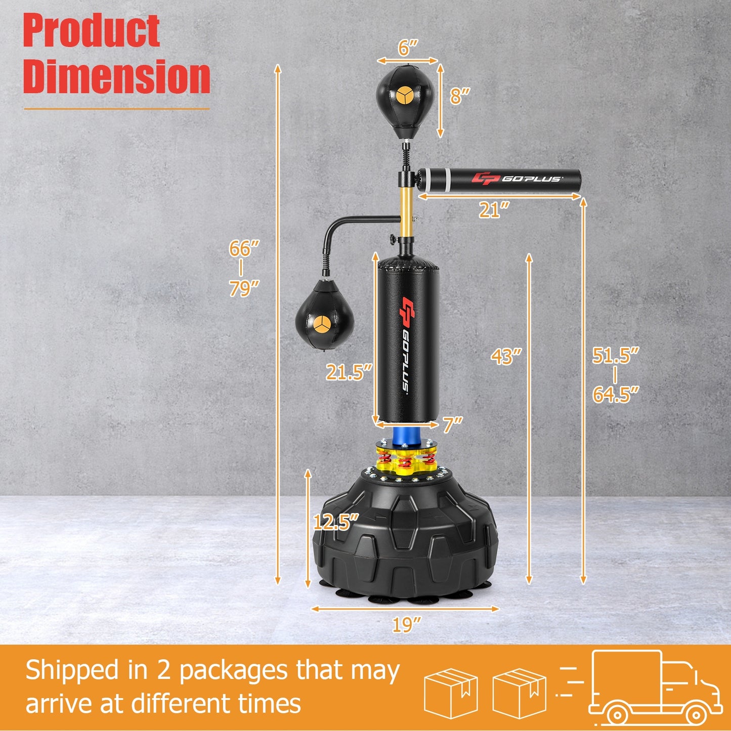 Boxing Speed Trainer Freestanding Fillable 360° Spinning Bar Adjustable Height Kids Crystal