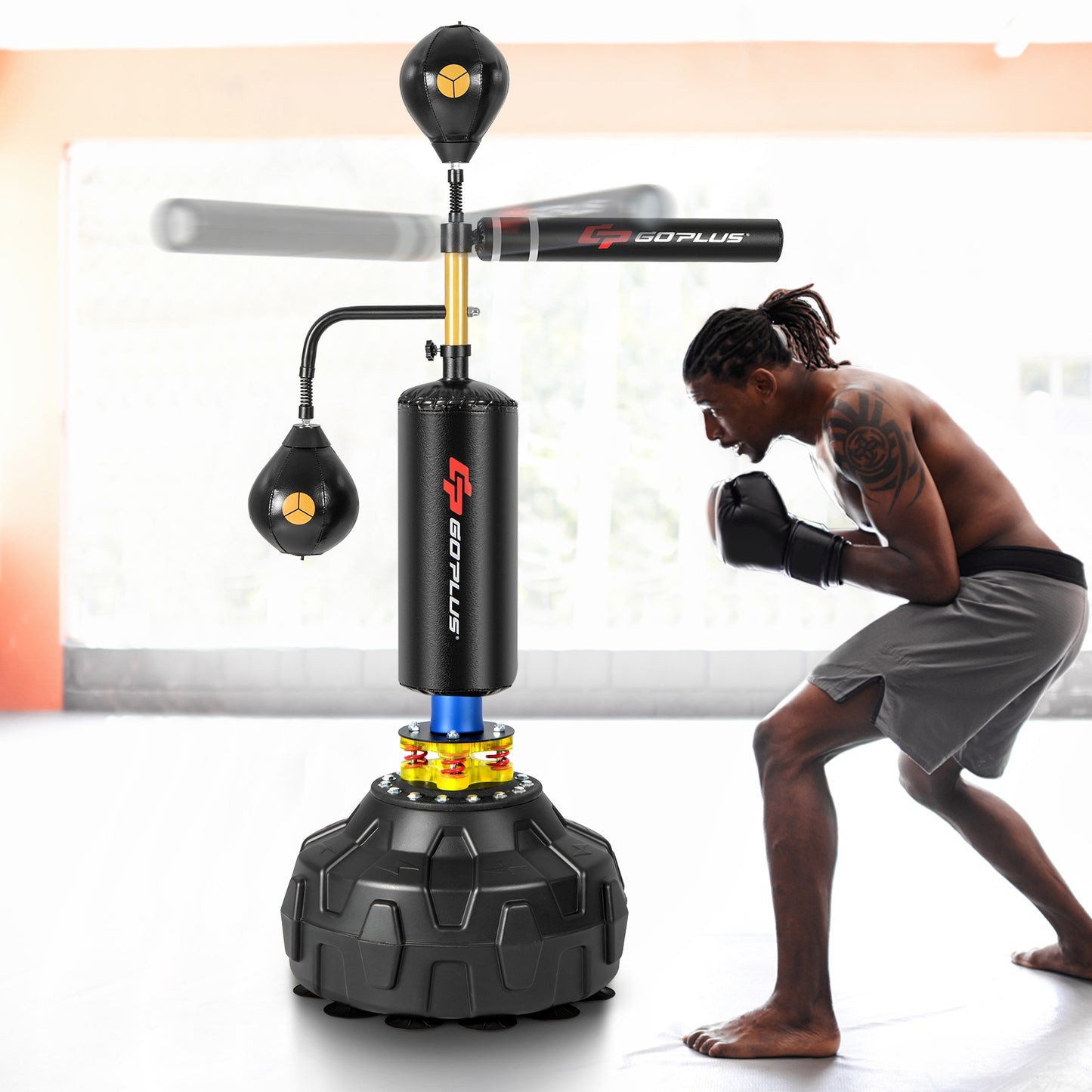 Boxing Speed Trainer Freestanding Fillable 360° Spinning Bar Adjustable Height Kids Crystal