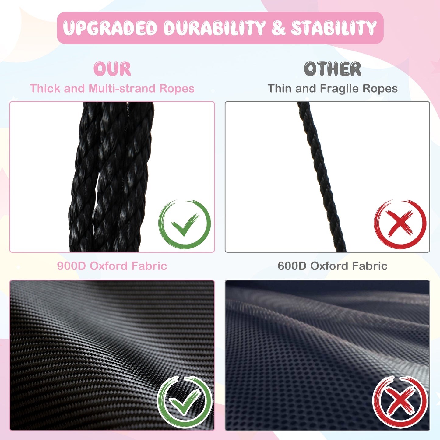 40 Inches Saucer Tree Swing Round with Adjustable Ropes and Carabiners-Pink Kids Crystal