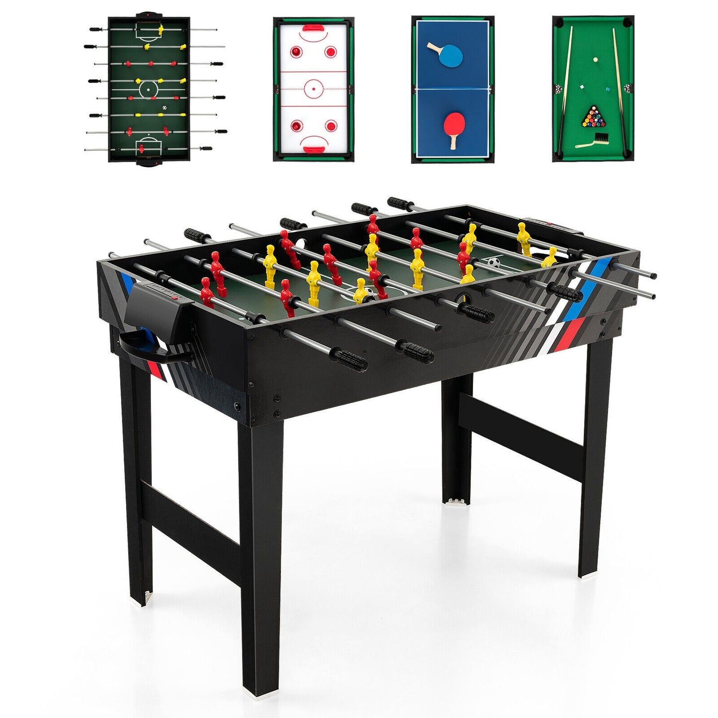 4-in-1 Multi Game Table with Pool Billiards Kids Crystal