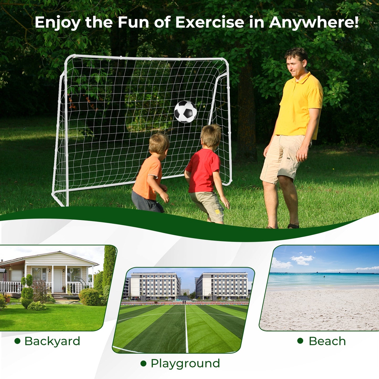 Soccer Goal for Backyard with Heavy Duty Frame and Ground Stakes Kids Crystal