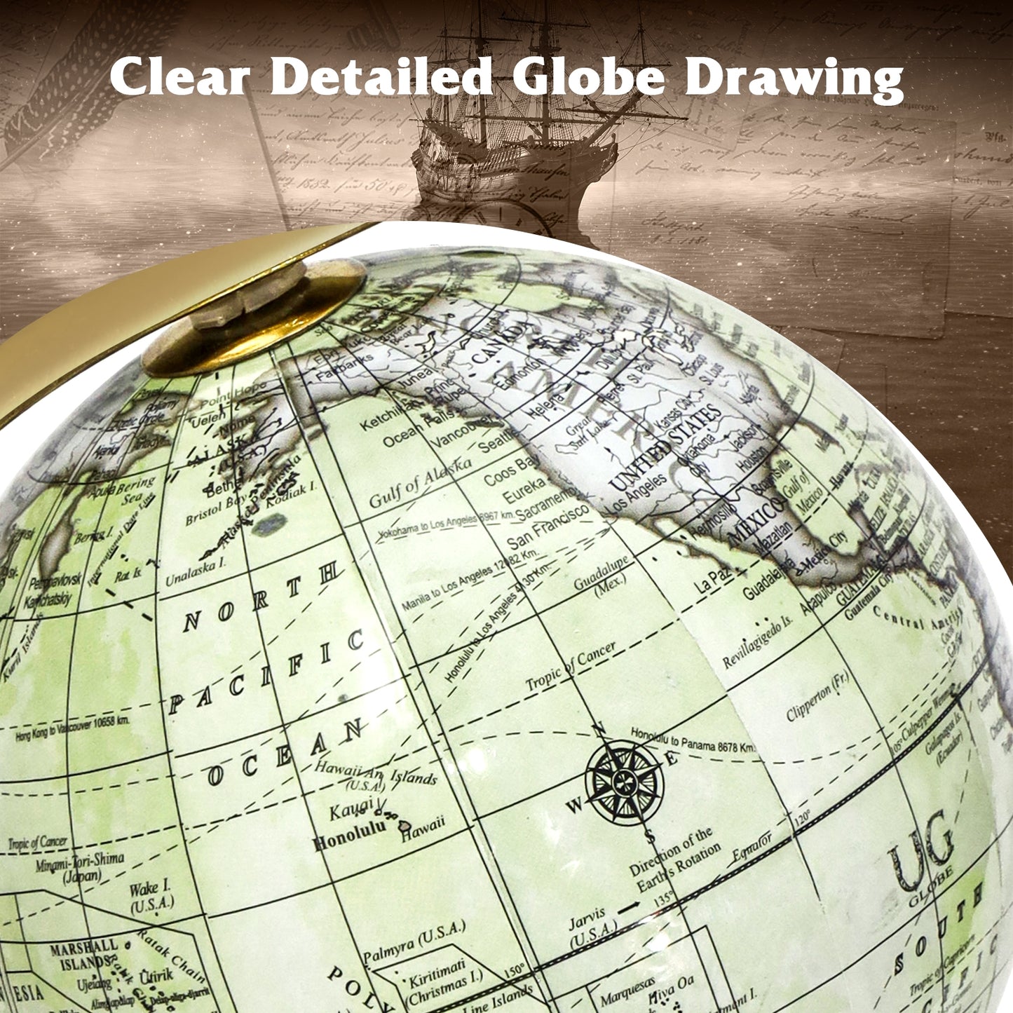 Educational Geographic 5/8/10 Inch World Globe with Triangle Metal Stand-5 inches Kids Crystal