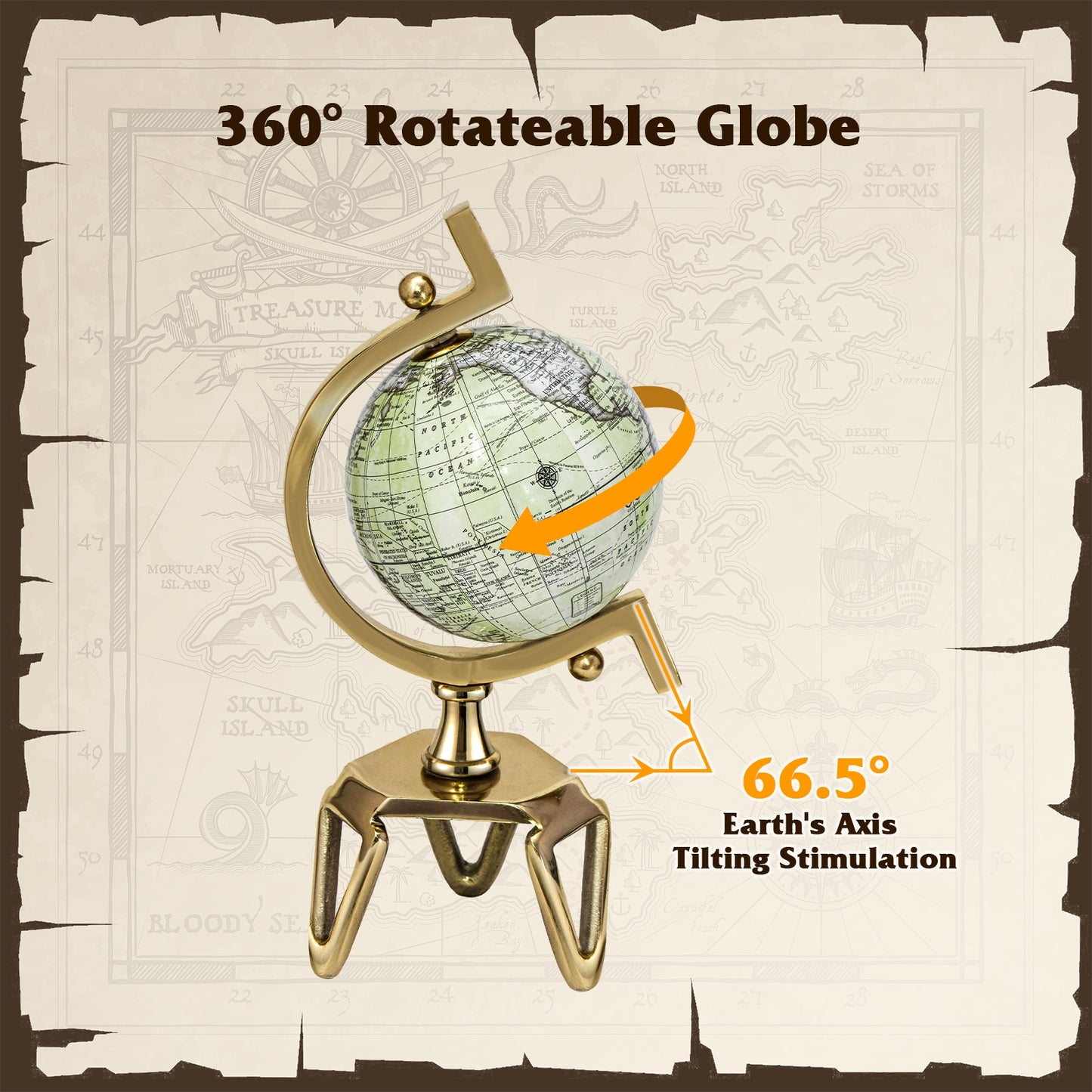 Educational Geographic 5/8/10 Inch World Globe with Triangle Metal Stand-5 inches Kids Crystal