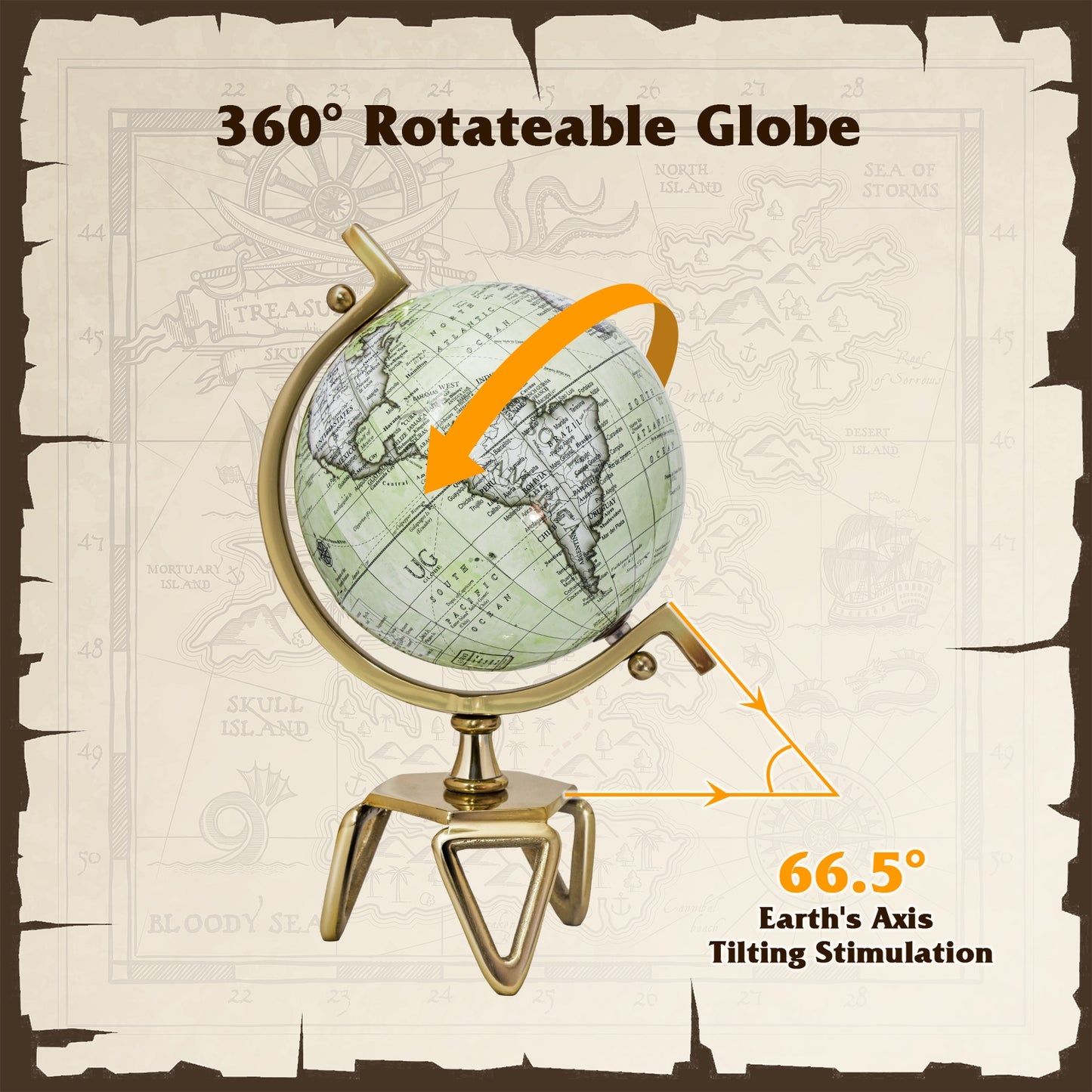 Educational Geographic 5/8/10 Inch World Globe with Triangle Metal Stand-8 inches Kids Crystal