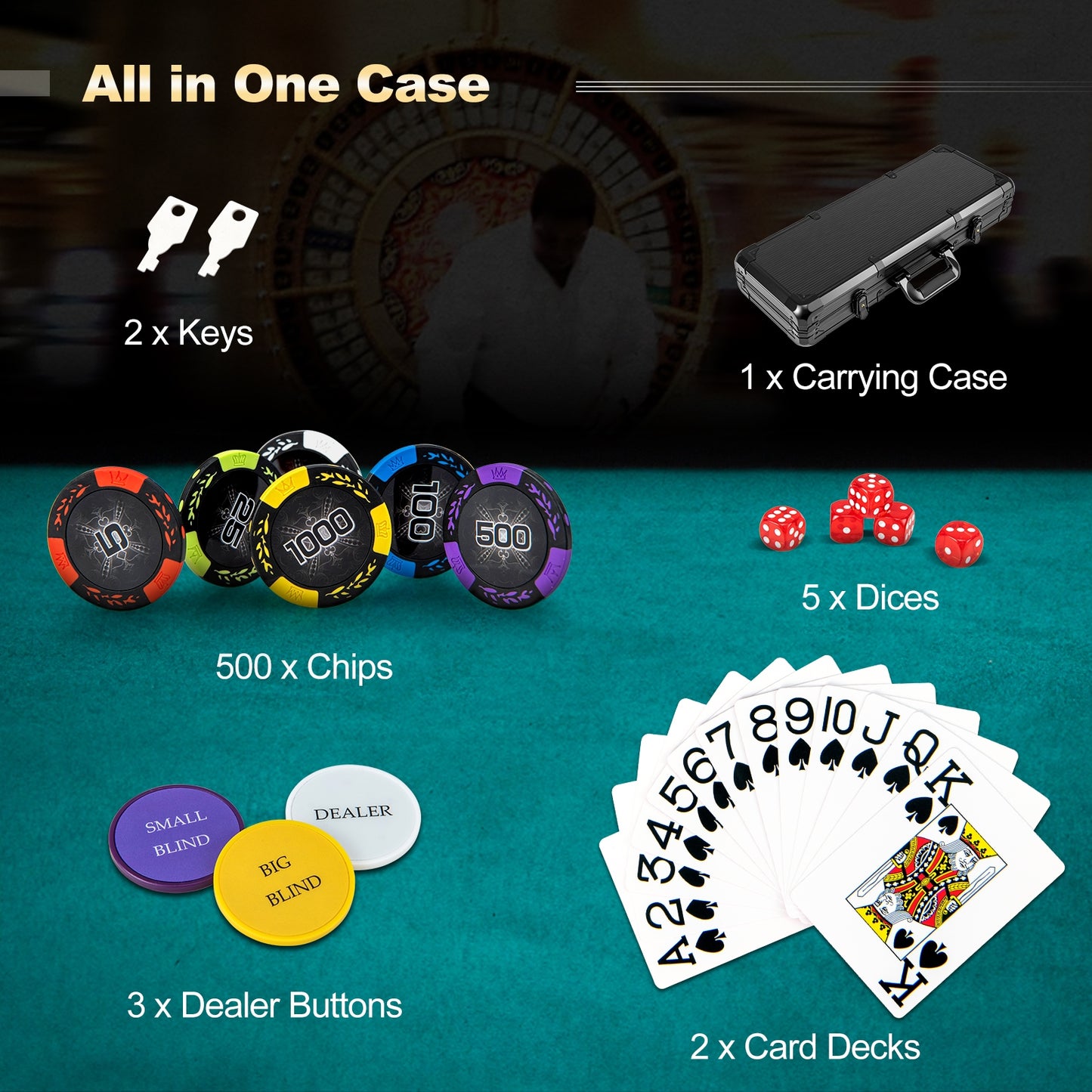 14 Gram Texas Holdem Poker Chip Set Kids Crystal