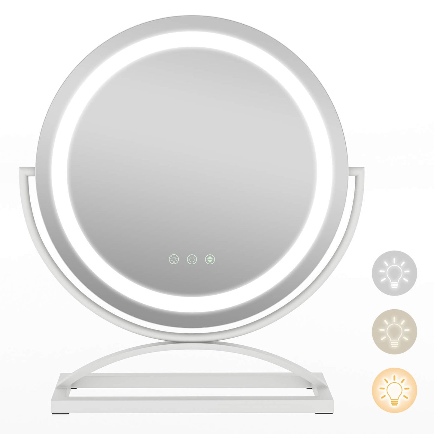 16 Inch Round Makeup Vanity Mirror with 3 Color Dimmable LED Lighting-White Kids Crystal