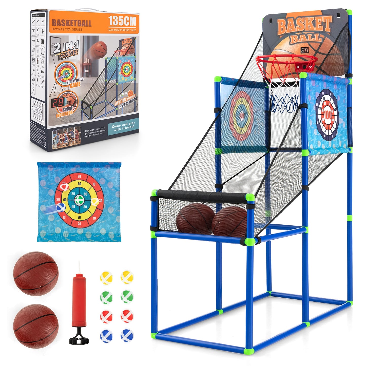 Kids Basketball Arcade Game with Electronic Scoreboard and Sound Effect Kids Crystal