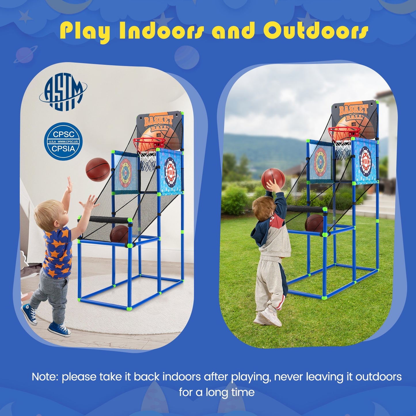Kids Basketball Arcade Game with Electronic Scoreboard and Sound Effect Kids Crystal