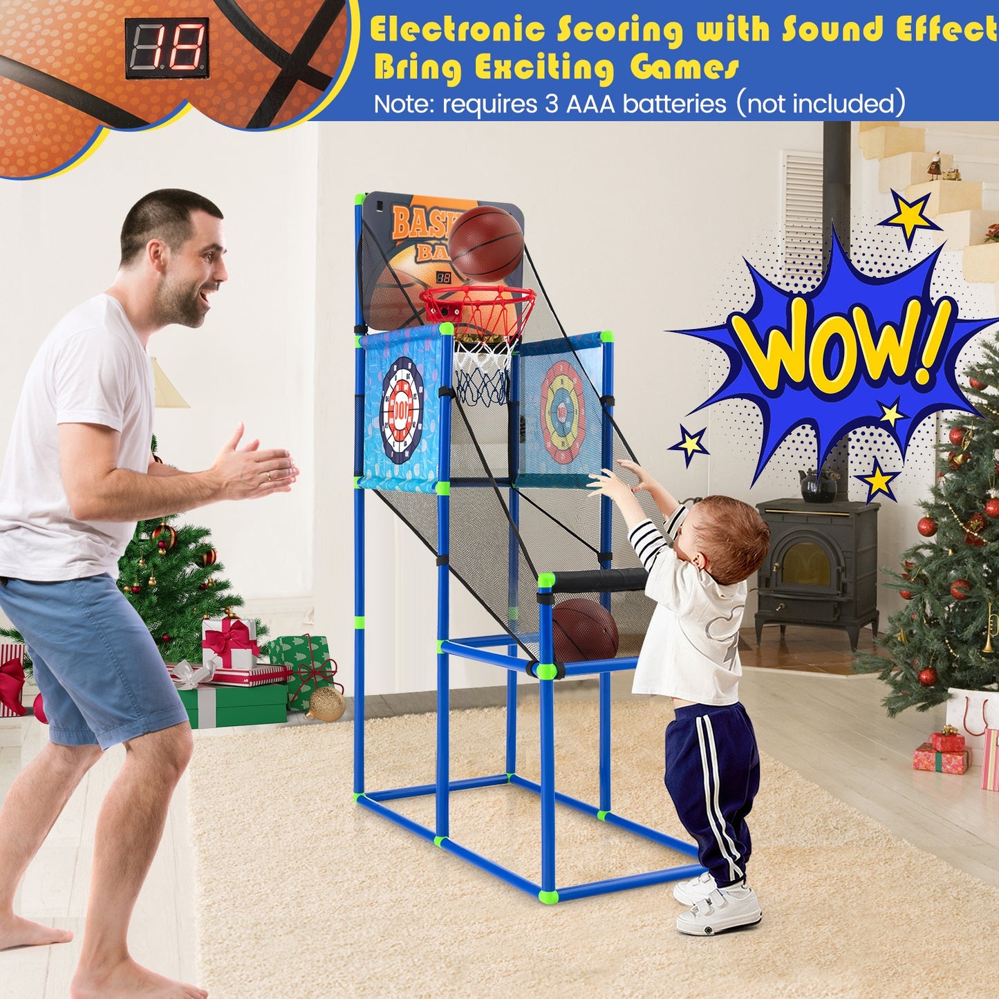 Kids Basketball Arcade Game with Electronic Scoreboard and Sound Effect Kids Crystal