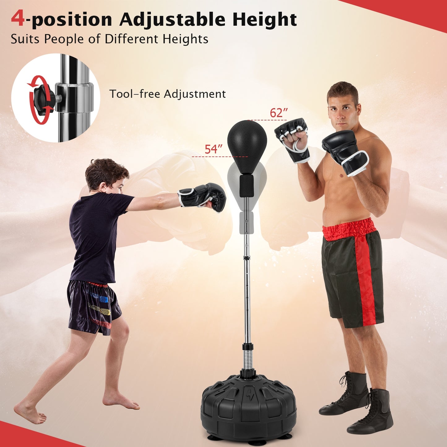 Freestanding Reflex Punching Bag for Adults Kids Crystal
