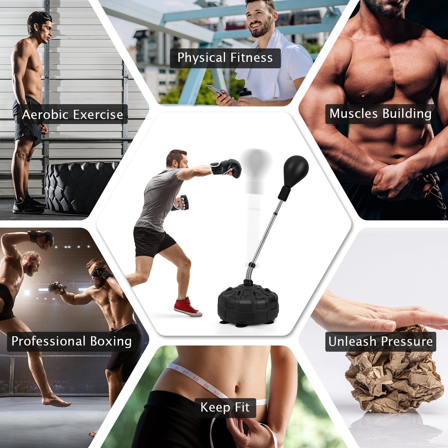 Freestanding Reflex Punching Bag for Adults Kids Crystal