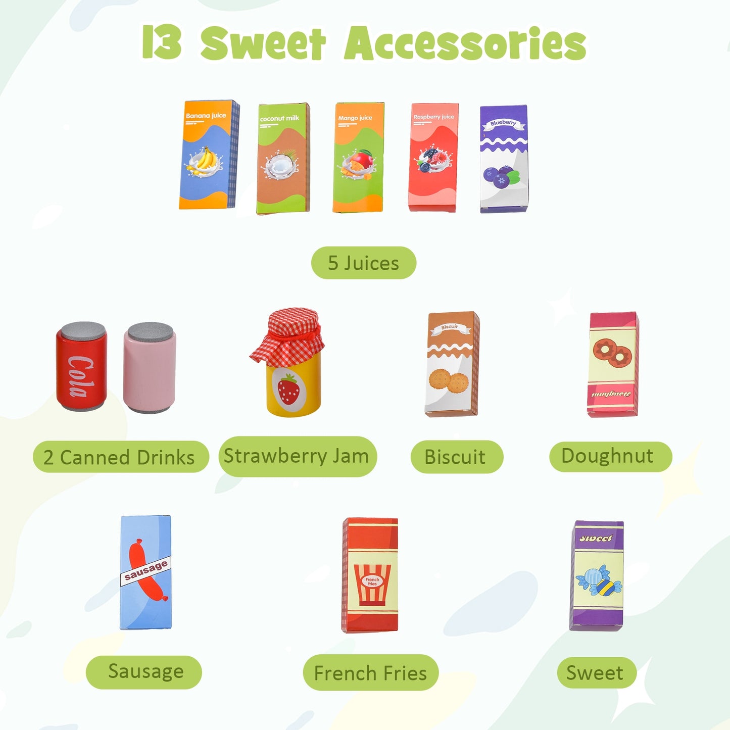 Kids Wooden Supermarket Play Toy Set with Checkout Counter-Green Kids Crystal
