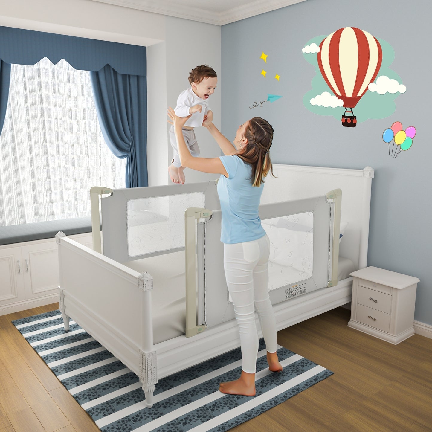 Bed Rail Guard for Toddlers Kid with Adjustable Height and Safety Lock-59 inch Kids Crystal