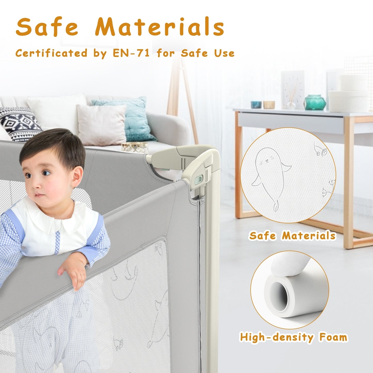 Bed Rail Guard for Toddlers Kid with Adjustable Height and Safety Lock-59 inch Kids Crystal