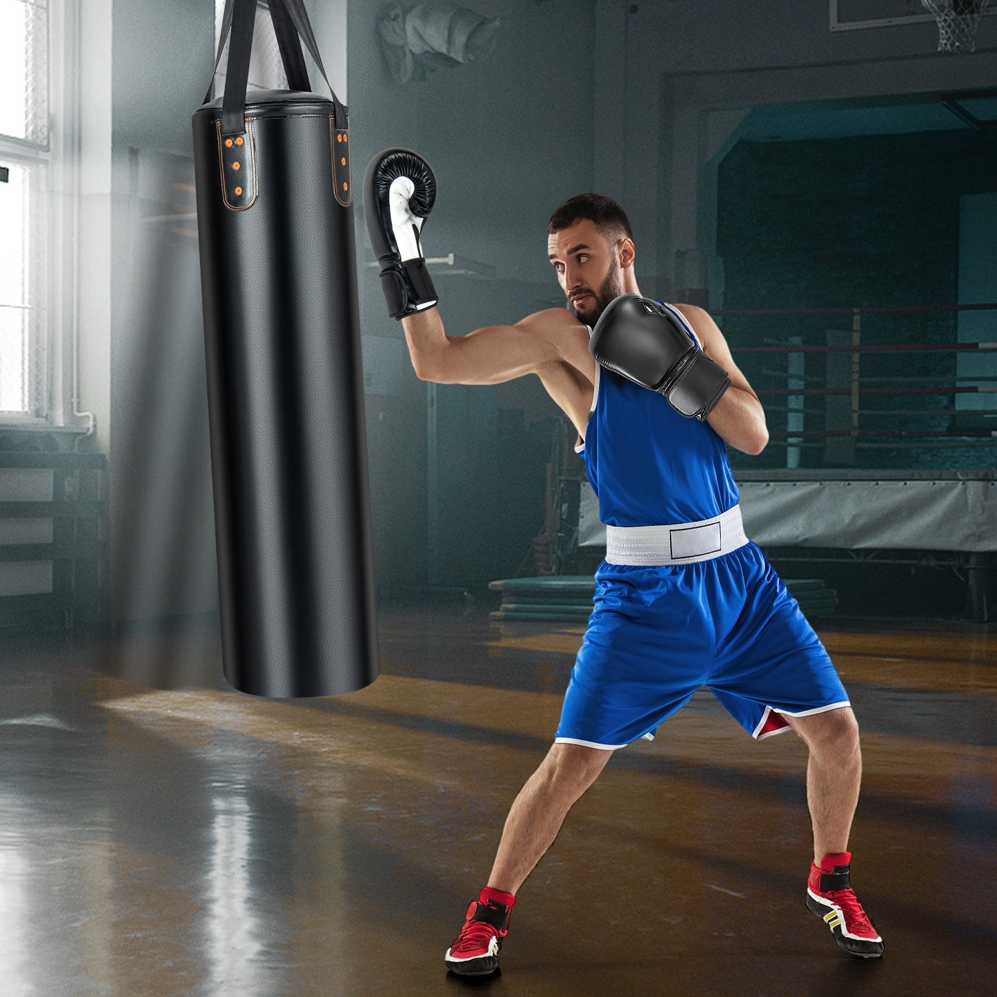 4-In-1 Hanging Punching Bag Set with Punching Gloves and Ceiling Hook Kids Crystal