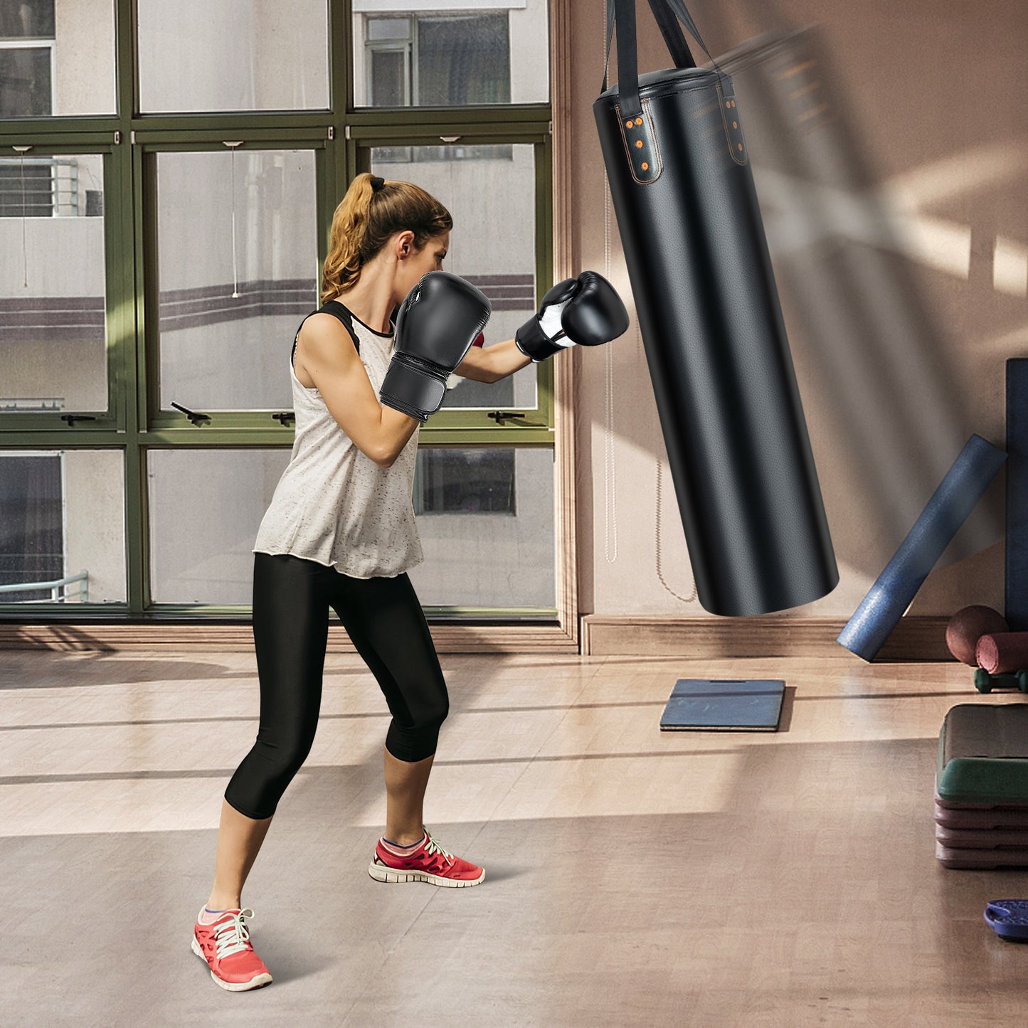 4-In-1 Hanging Punching Bag Set with Punching Gloves and Ceiling Hook Kids Crystal