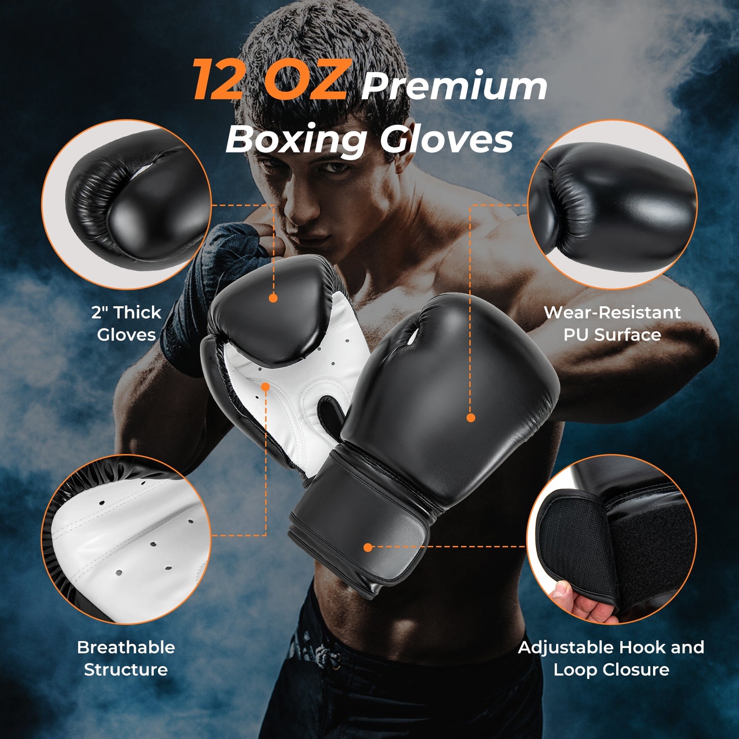 4-In-1 Hanging Punching Bag Set with Punching Gloves and Ceiling Hook Kids Crystal