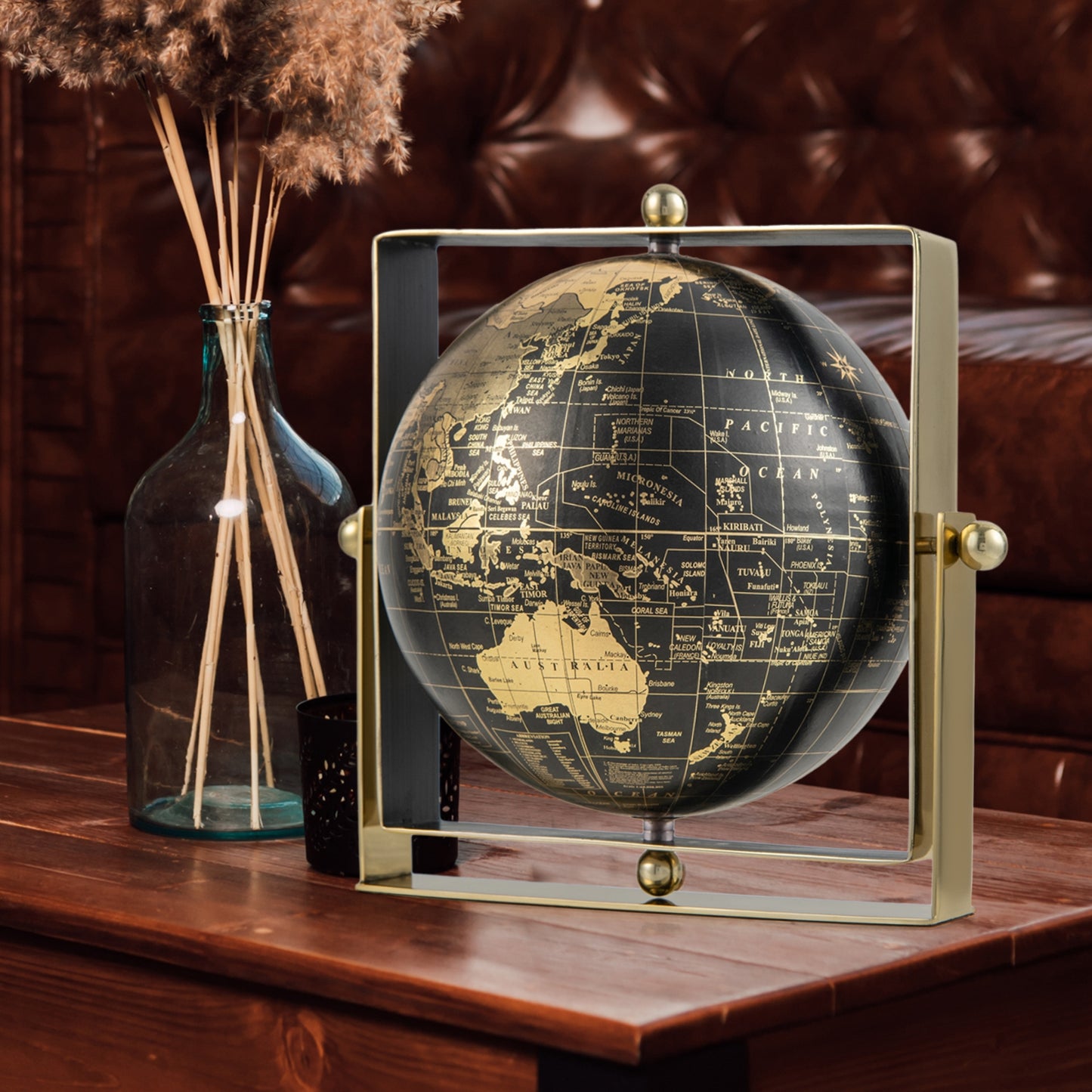 Geographic 6/ 8/ 10 Inch World Globe with Clear Printing and Square Frame-L Kids Crystal