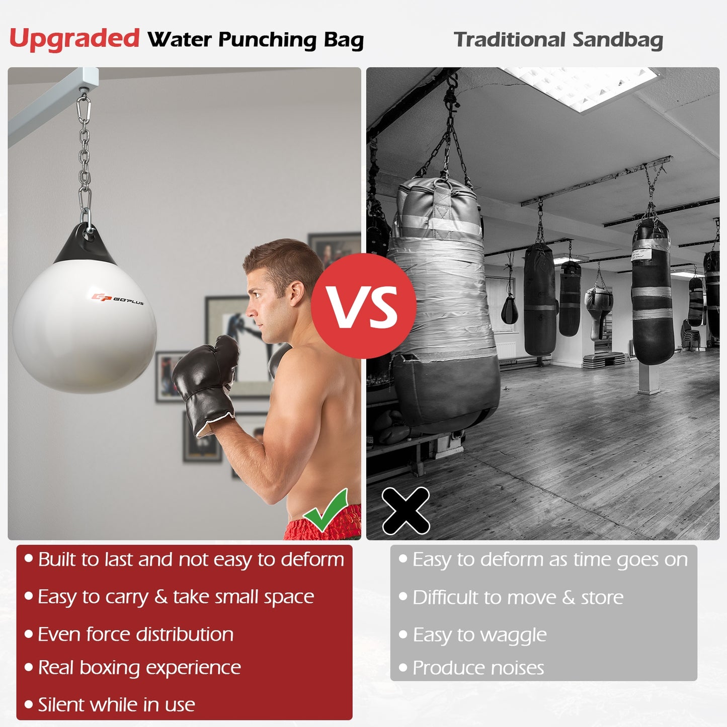 21 Inch Water Punching Bag with Adjustable Metal Chain-White Kids Crystal