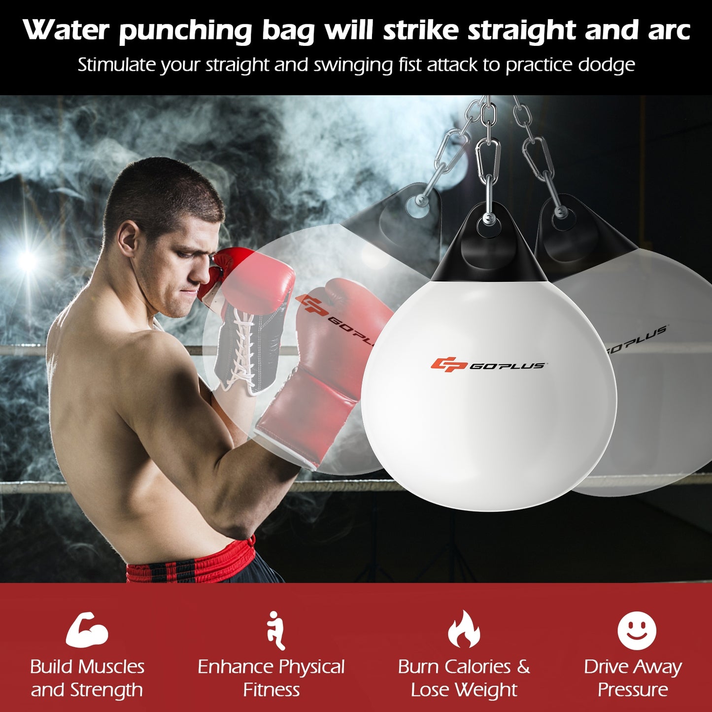 21 Inch Water Punching Bag with Adjustable Metal Chain-White Kids Crystal