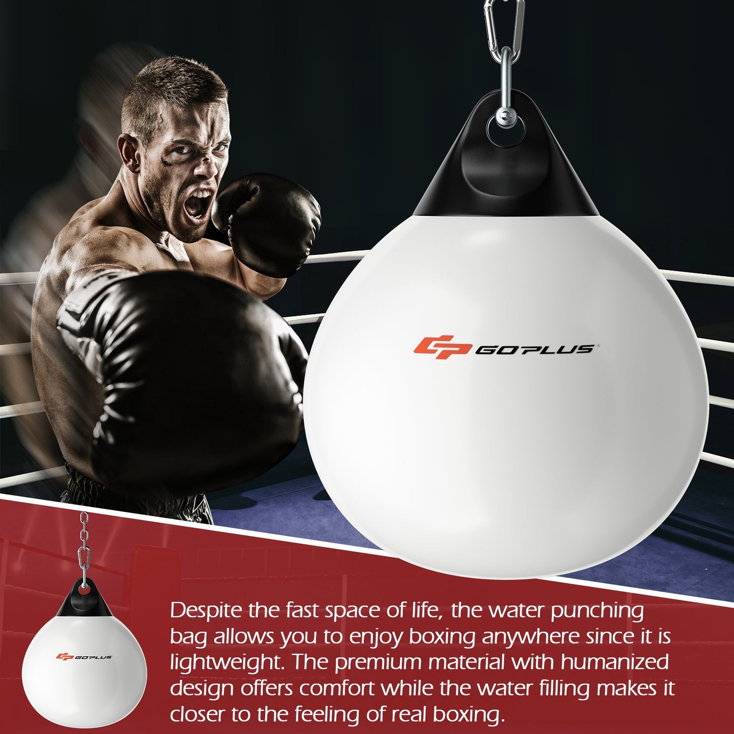 21 Inch Water Punching Bag with Adjustable Metal Chain-White Kids Crystal