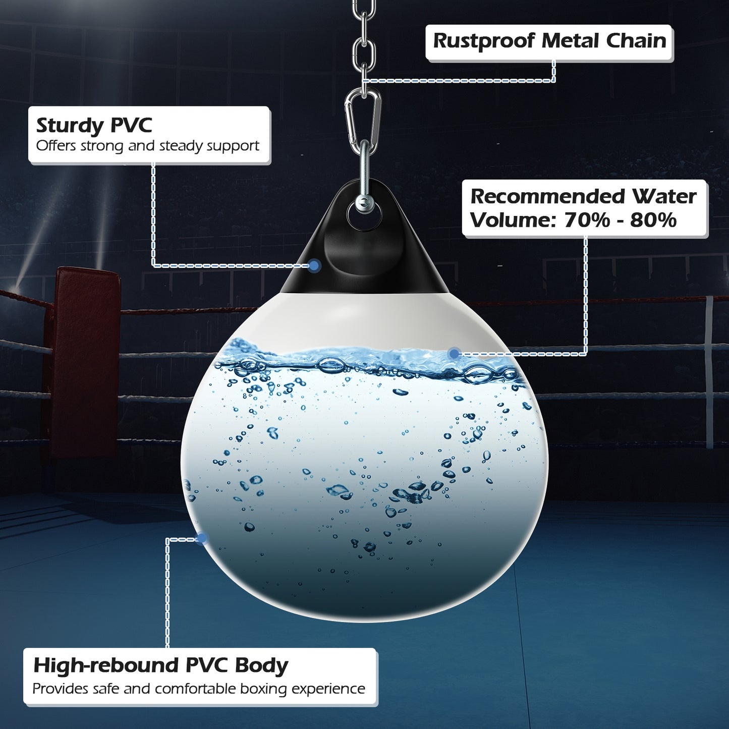21 Inch Water Punching Bag with Adjustable Metal Chain-White Kids Crystal