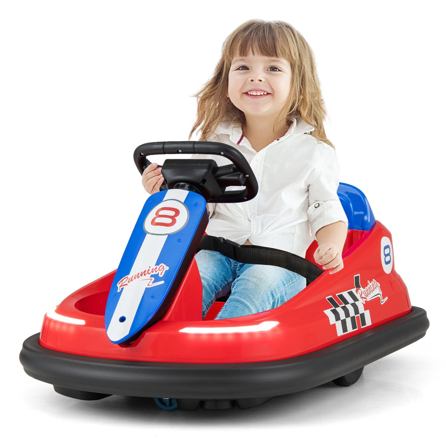 6V kids Ride-on Bumper Car with 360° Spinning and Dual Motors-Red Kids Crystal
