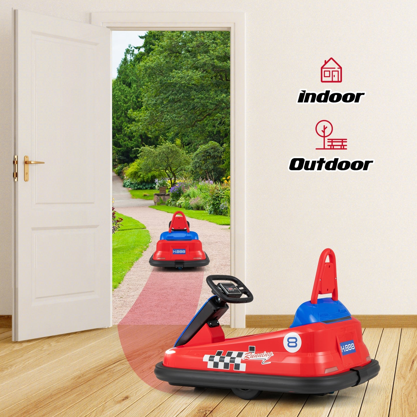 6V kids Ride-on Bumper Car with 360° Spinning and Dual Motors-Red Kids Crystal