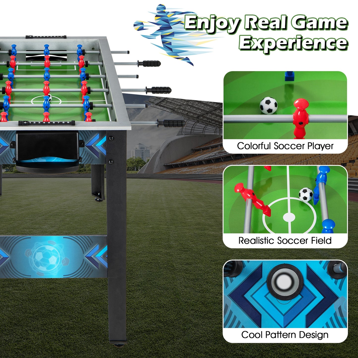 Stable Soccer Table Game with 2 Footballs for All Ages Kids Crystal