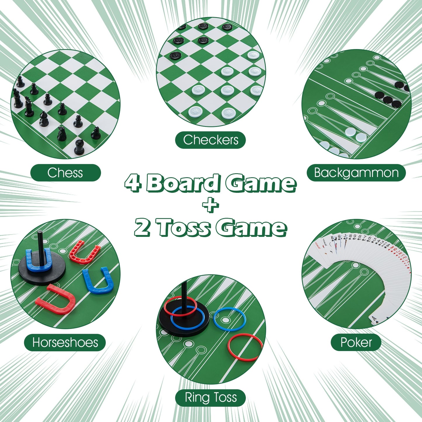 12-in-1 Combo Game Table Set with Foosball Air Hockey Pool Chess and Ping Pong Kids Crystal