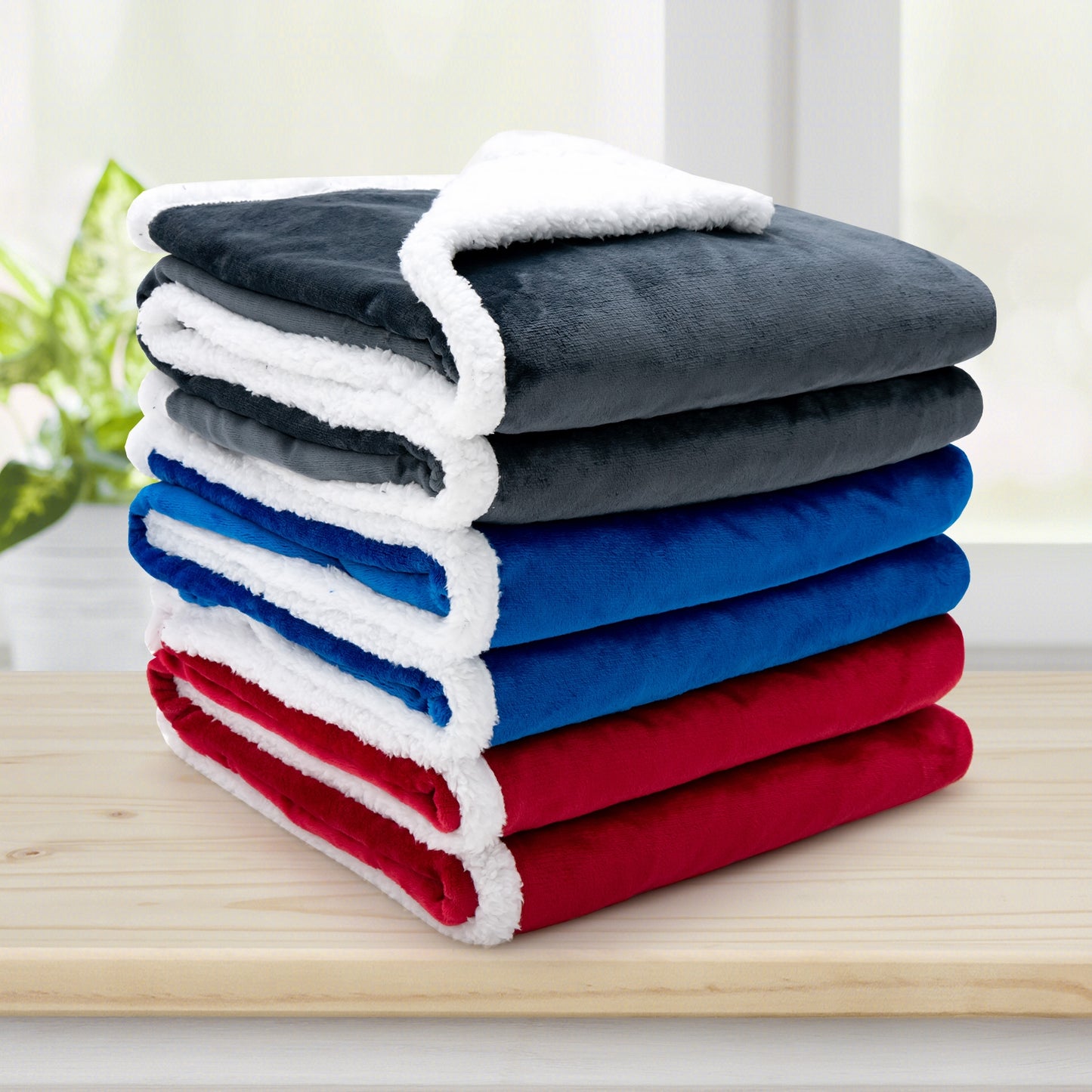 Electric Heated Blanket Throw Reversible Flannel and Sherpa Blanket-Blue Kids Crystal