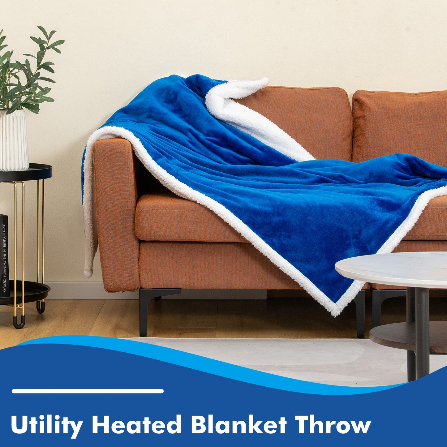 Electric Heated Blanket Throw Reversible Flannel and Sherpa Blanket-Blue Kids Crystal