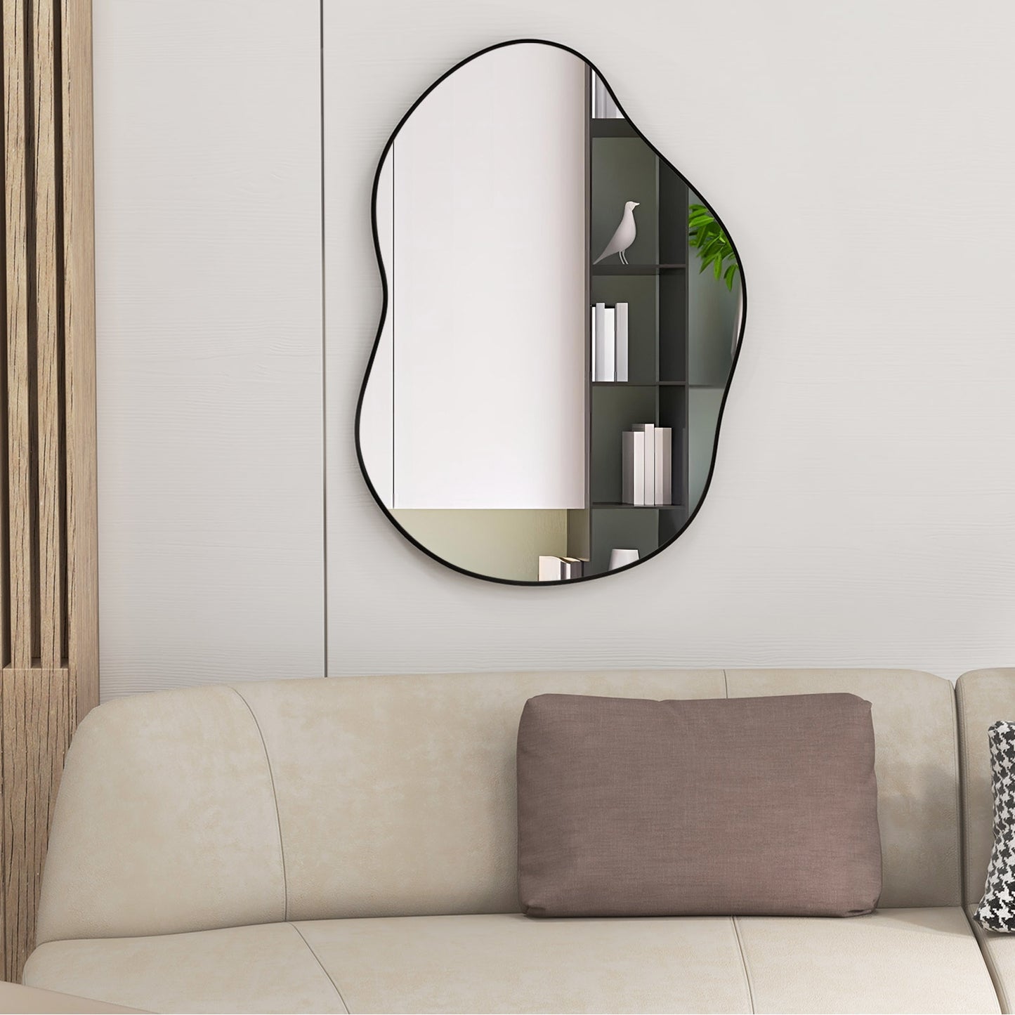 22 Inch x 30.5 Inch Irregular Wall Mounted Mirror with Premium Back Board-Black Kids Crystal