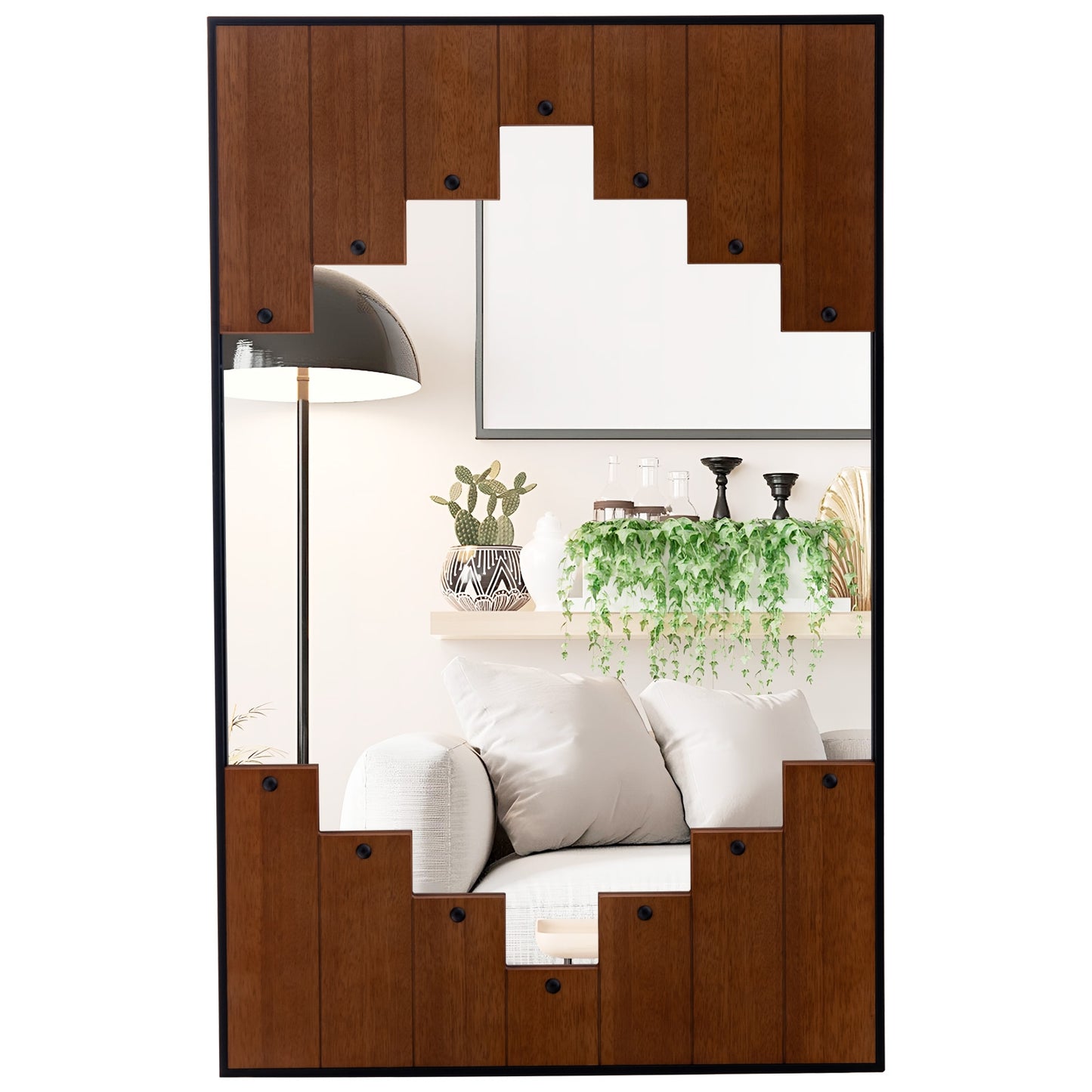 37.5 Inch x 26.5 Inch Decorative Rectangle Wall Mirror with Piano Key-Shaped Frame-Black Kids Crystal