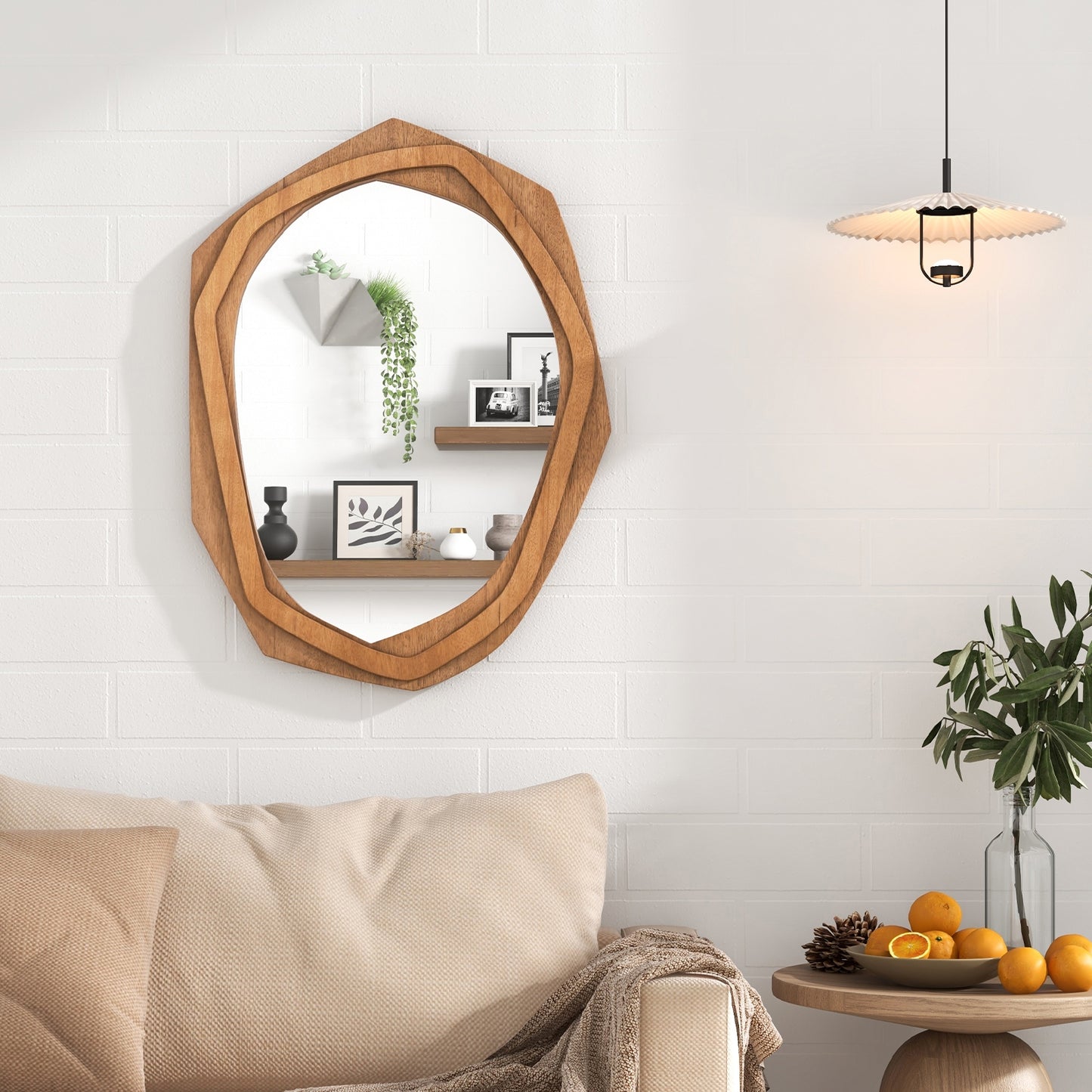 Large Water Proof Irregular Framed Decoration Wall Mirror with Expansion Screws-Natural Kids Crystal