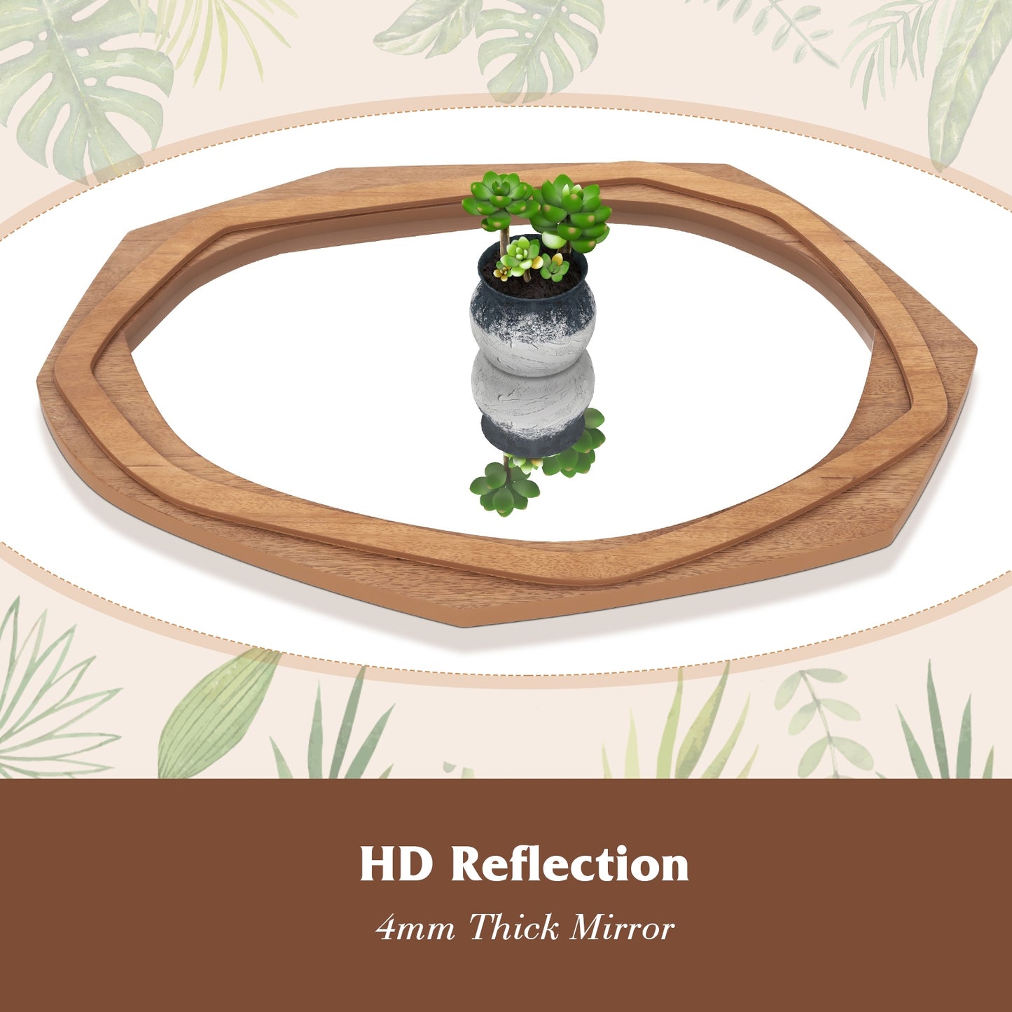 Large Water Proof Irregular Framed Decoration Wall Mirror with Expansion Screws-Natural Kids Crystal