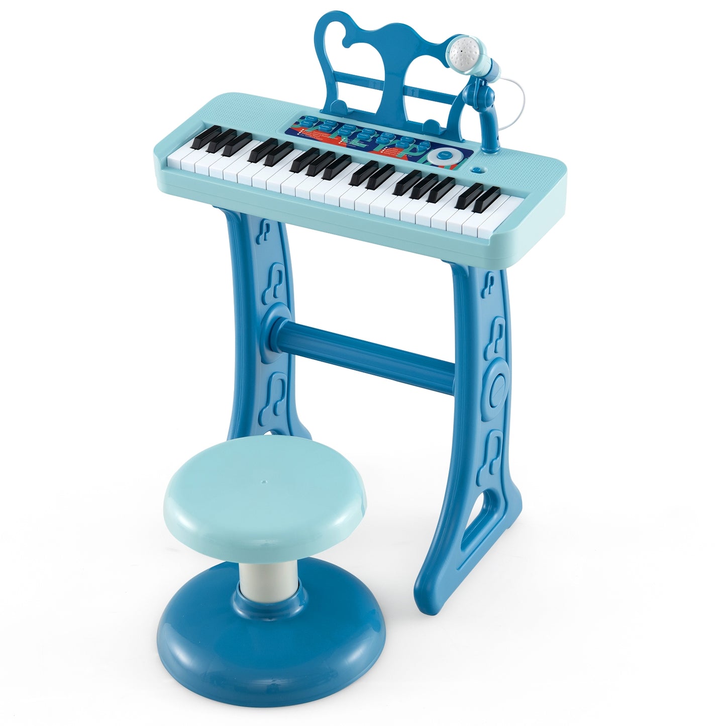 Kids Piano Keyboard 37-Key Kids Toy Keyboard Piano with Microphone for 3+ Kids-Blue Kids Crystal