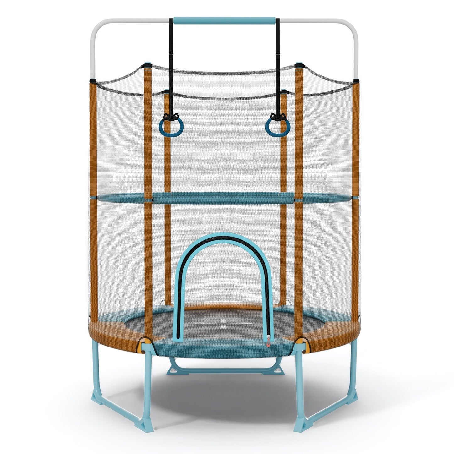 60 Inch Trampoline with Gymnastic Bar and Rings for Kids-Orange Kids Crystal
