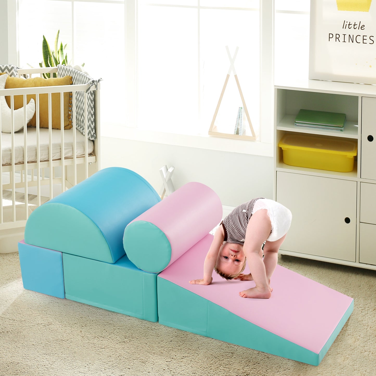 5-Piece Kids Climb and Crawl Activity Playset-Green Kids Crystal