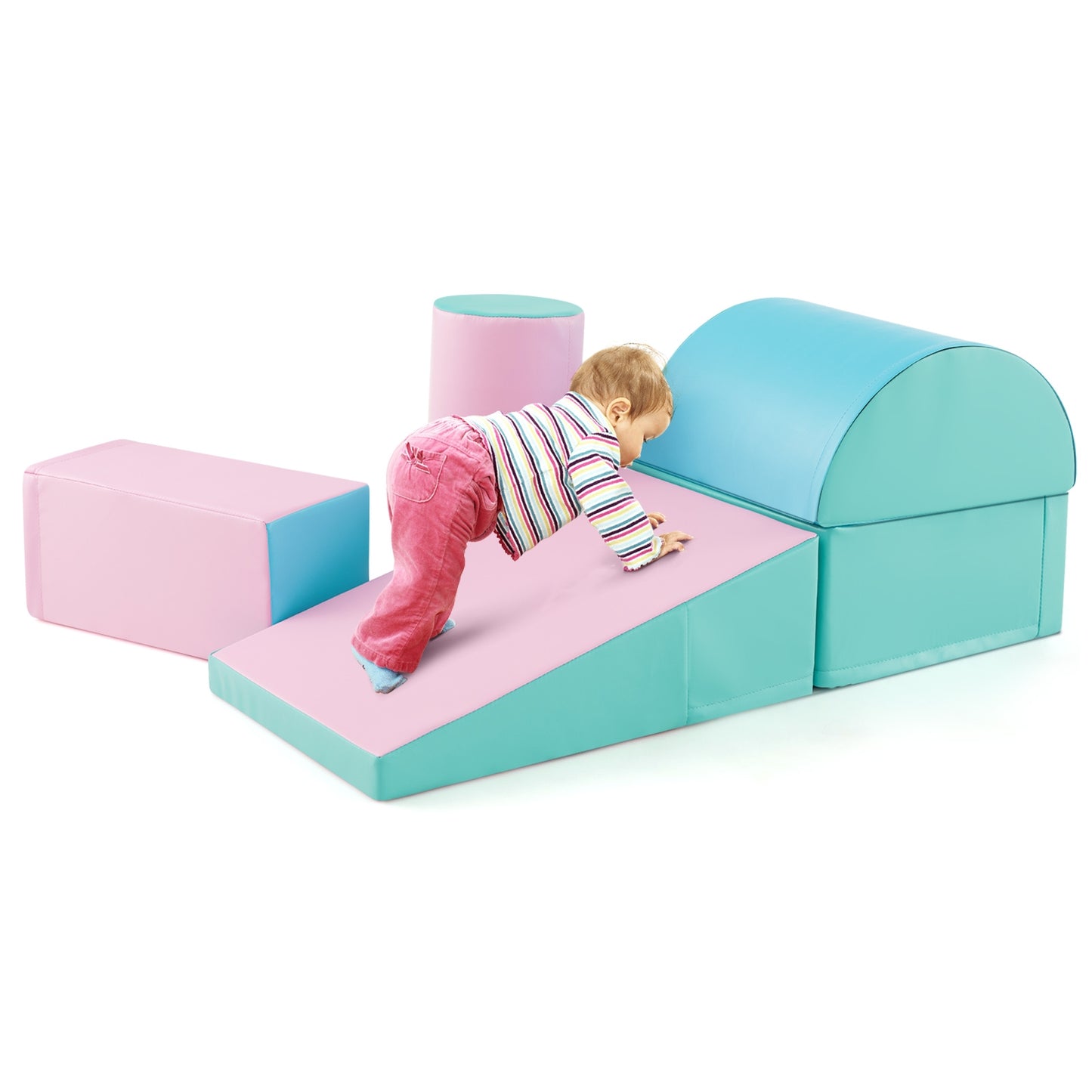 5-Piece Kids Climb and Crawl Activity Playset-Green Kids Crystal